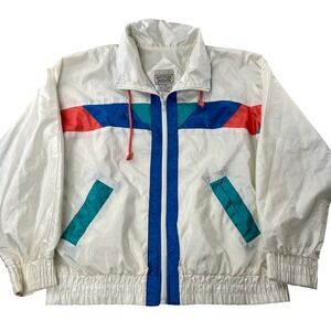 Westside Connection Vintage Colorblock Windbreaker M White Women 90s Streetwear